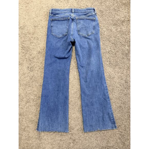 MNG Mango Boot Crop Cropped Fringe Jeans Stretch Blue Size 6 Womens Denim Pants - Picture 2 of 11